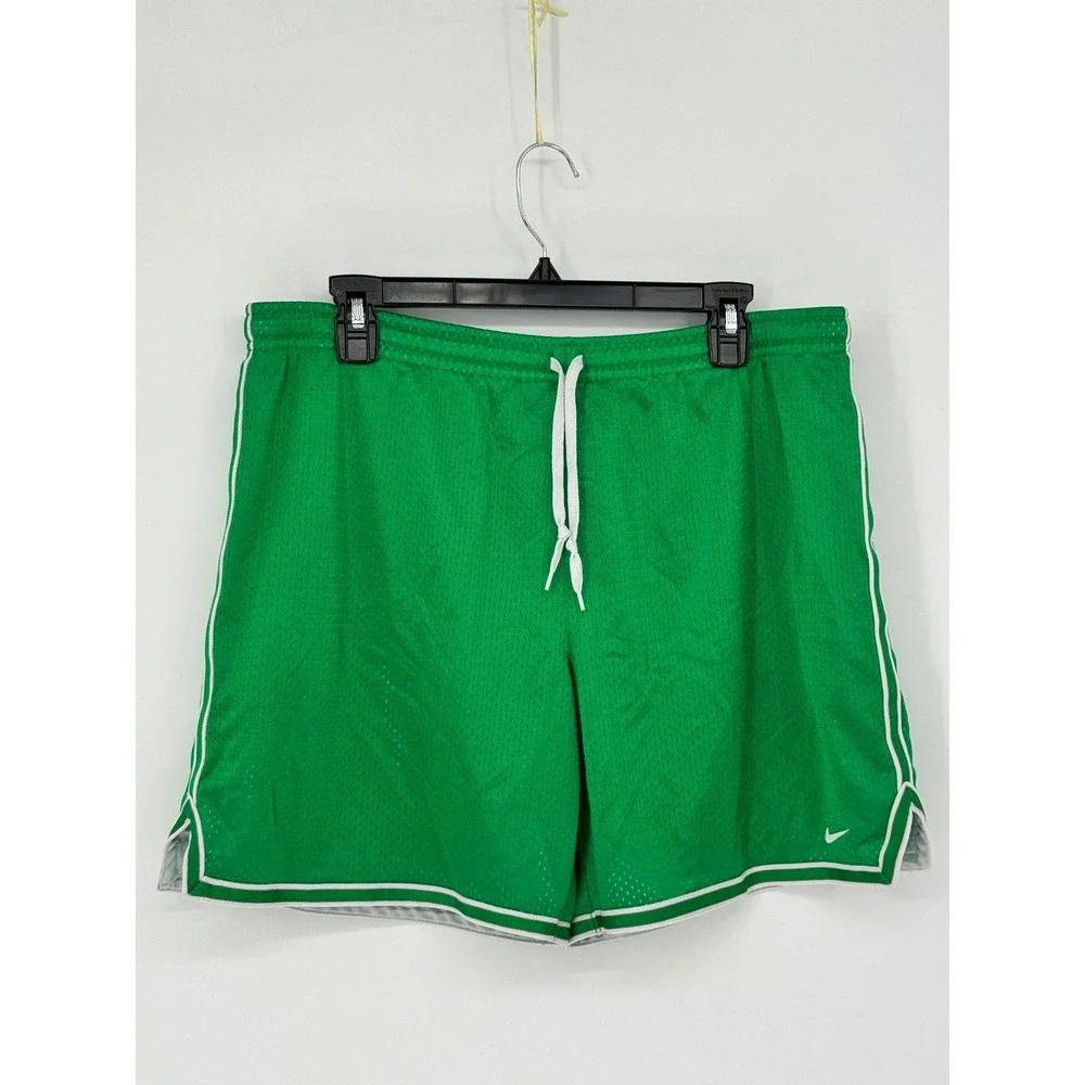 Vintage Nike Basketball Shorts Boys Size Large Green White Mesh Striped